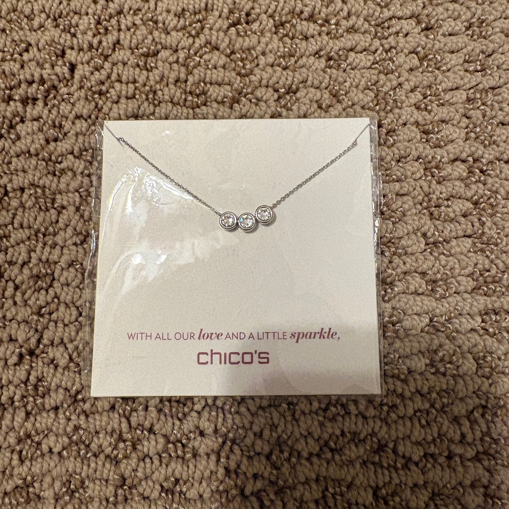 Chico's Silver Necklace with Triple Sparkle